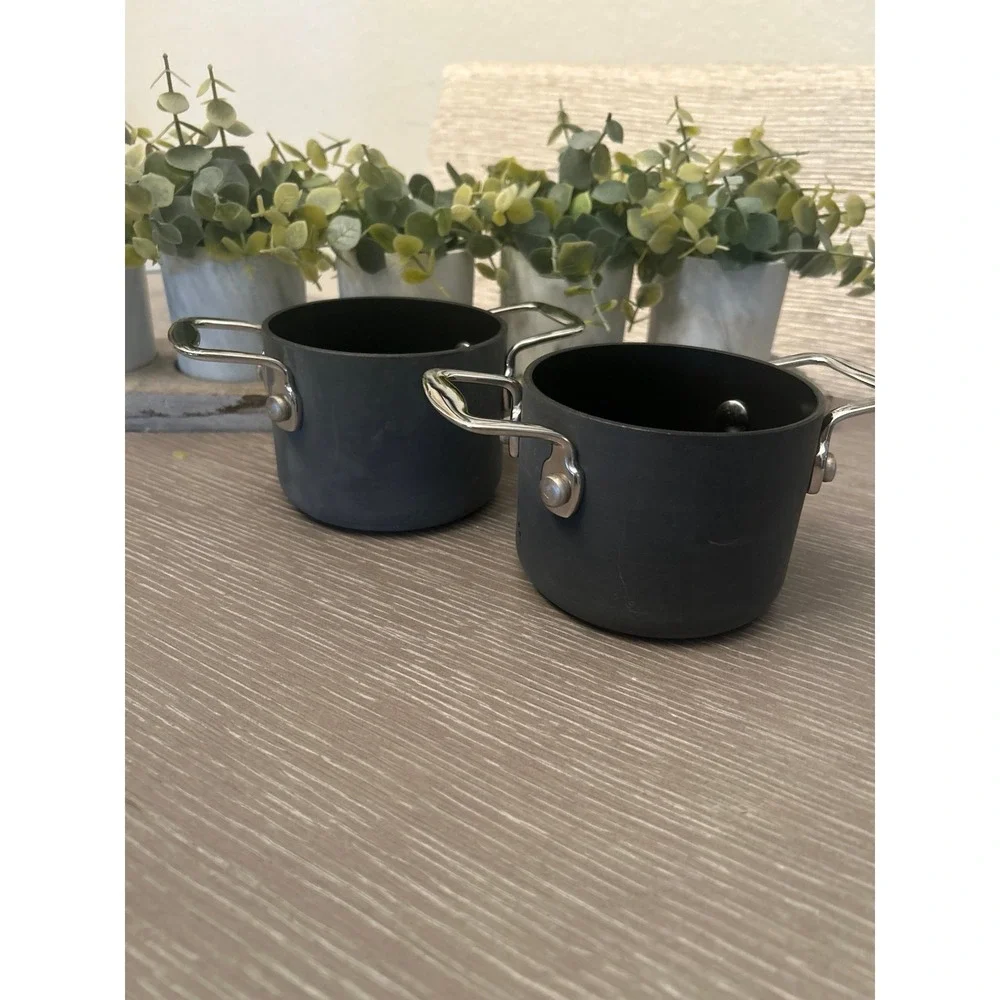 Set of 2‎ Cook's Essentials Mini Pots Hard Anodized Nonstick 5/8Qt/0.59L Handles